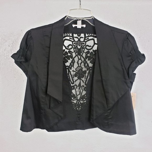 Dress Barn Jackets & Blazers - Dress Barn Women's Black Open Front Lace Crochet Lightweight Jacket Wrap